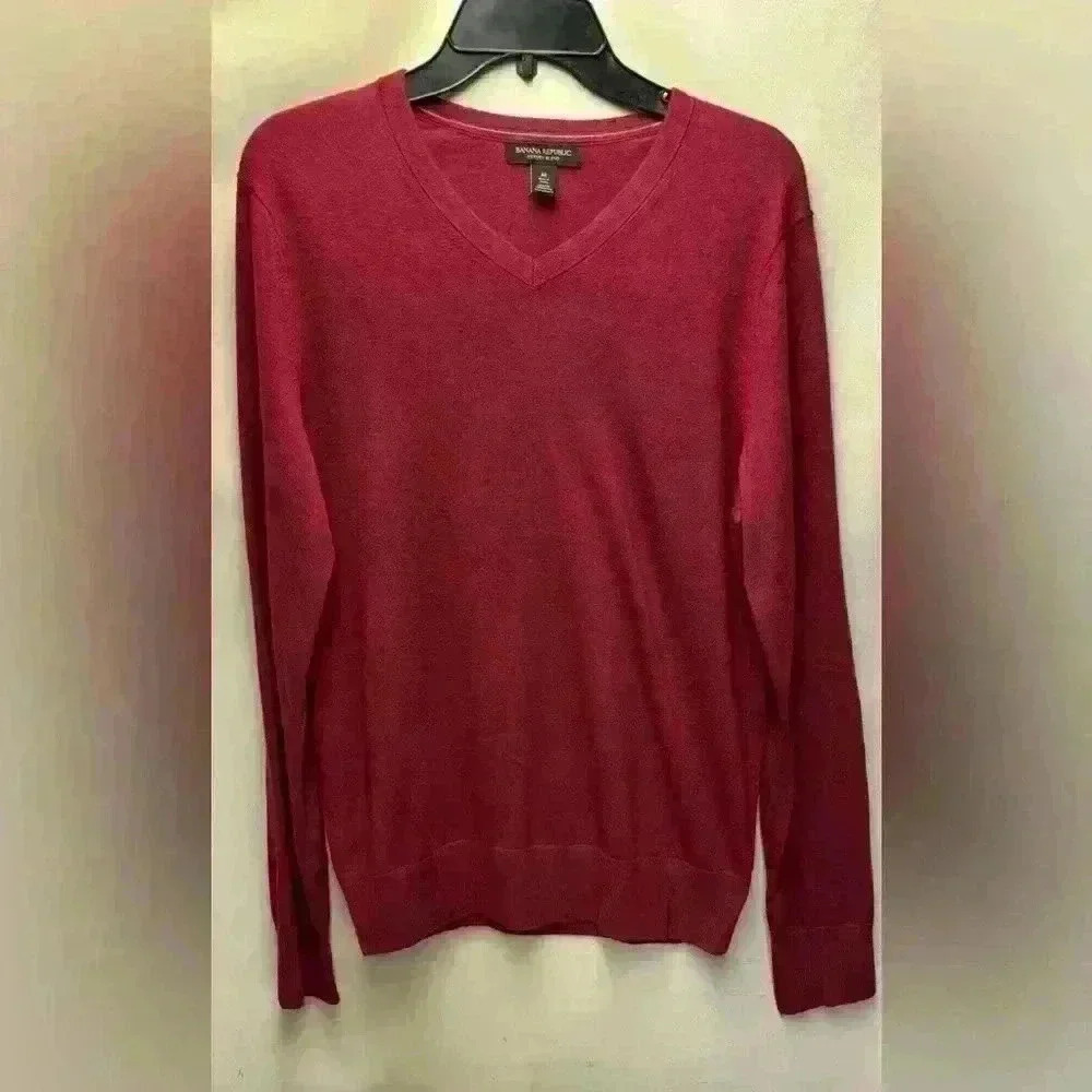 Banana Republic Silk Linen Blend Pullover Sweater Size Medium Color Burgundy